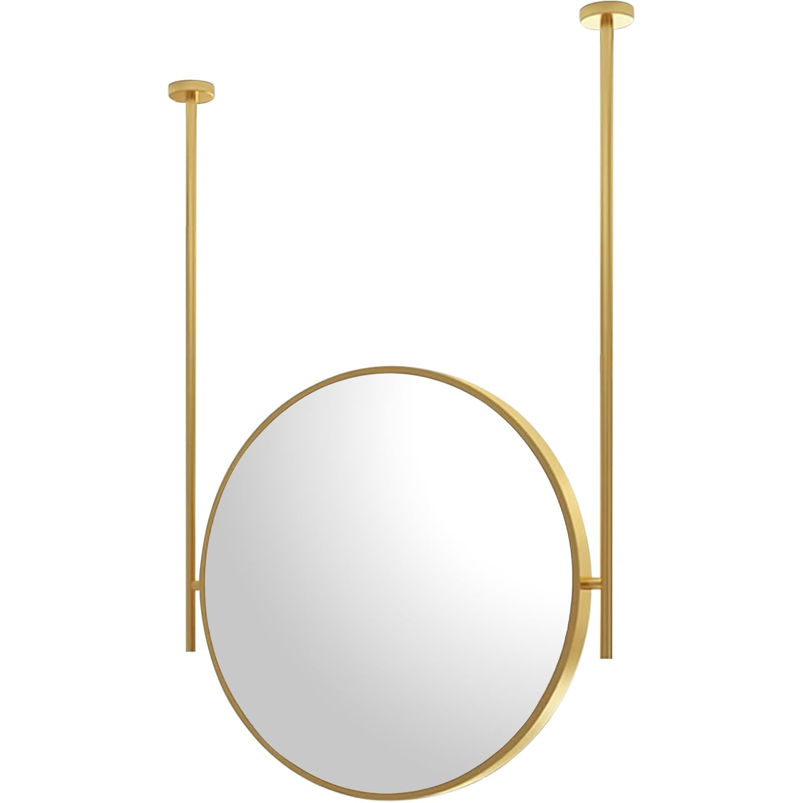 Miroir de salle de bain rond doré suspendu pour un coin maquillage lumineux dans la chambre