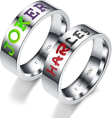 2pcs Sun and Moon Promise Rings for Couples Matching Rings for Couples Stainless Steel Customizable Black Couples Rings for Him and Her Set Engagement Wedding Ring Set for Women Men Christmas Gift Valentines Day Jewelry HARLEY&JOKER