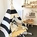 Kids Teepee Tent for Boys, Black and White Stripe Children Play Tent with Canvas Carry Case for Indoor & Garden
