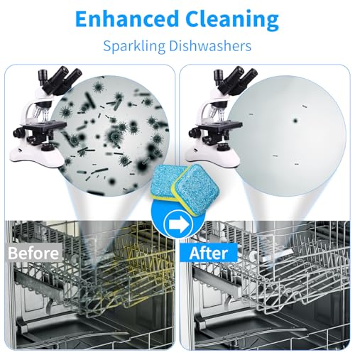 Image of Dishwasher Cleaner Tablets - 24 Pack Powerful Descaling and Refreshing Pods, Deep Cleaning for Dish Washer Machine, Heavy Duty for Sparkling Clean - Yearly Supply.