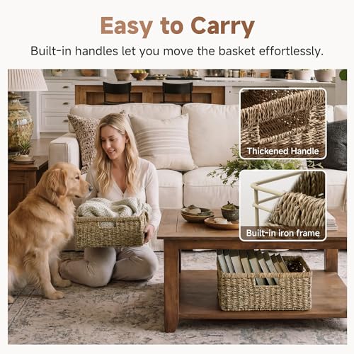 Image of StorageWorks Wicker Storage Baskets for Shelves, Seagrass Basket, 1-Pack