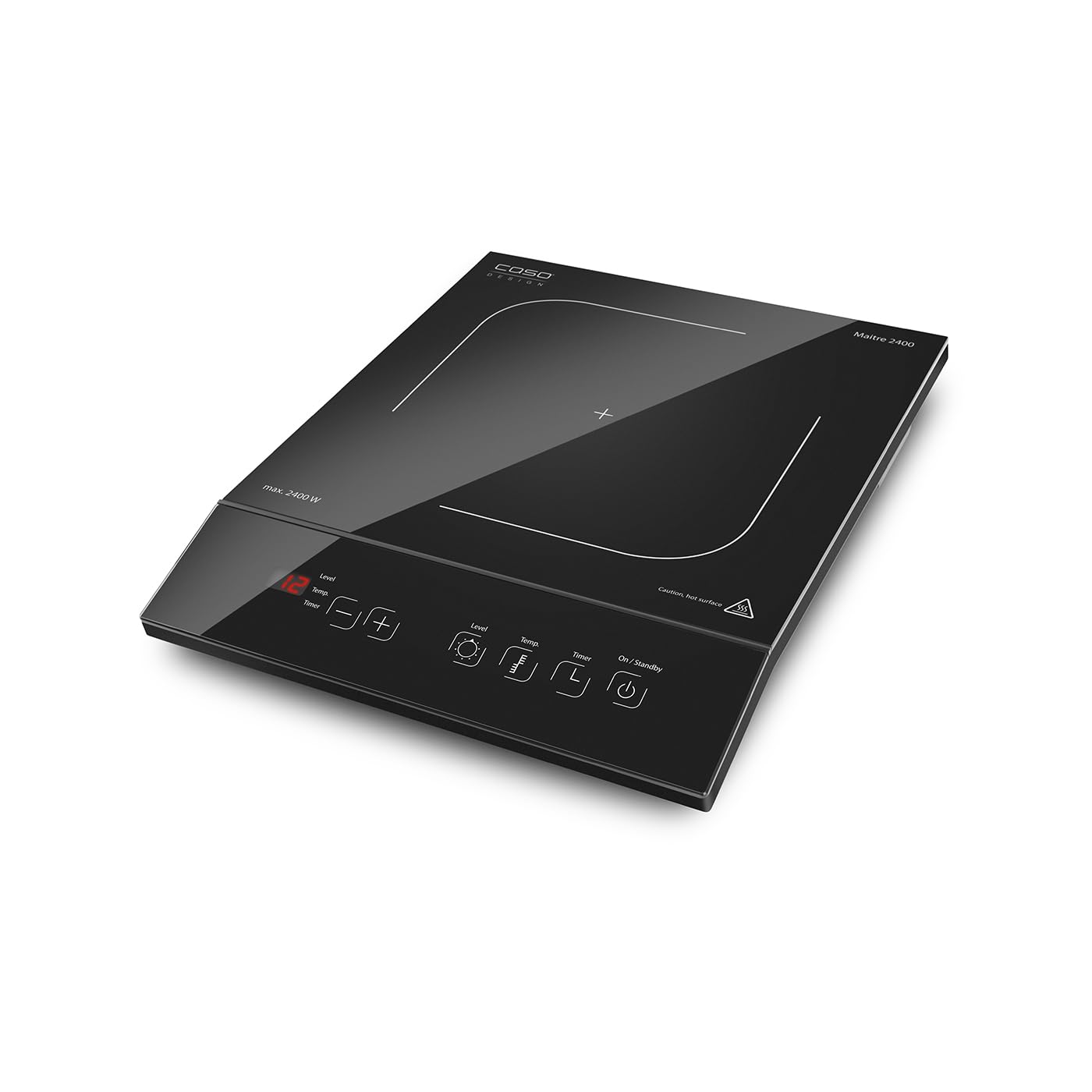CASO Maitre 2400 mobilna płyta indukcyjna, SmartControl na 12 poziomach, 60-240°C, timer do 180 min, garnki do 26 cm, 2400 W, ceramika szklana