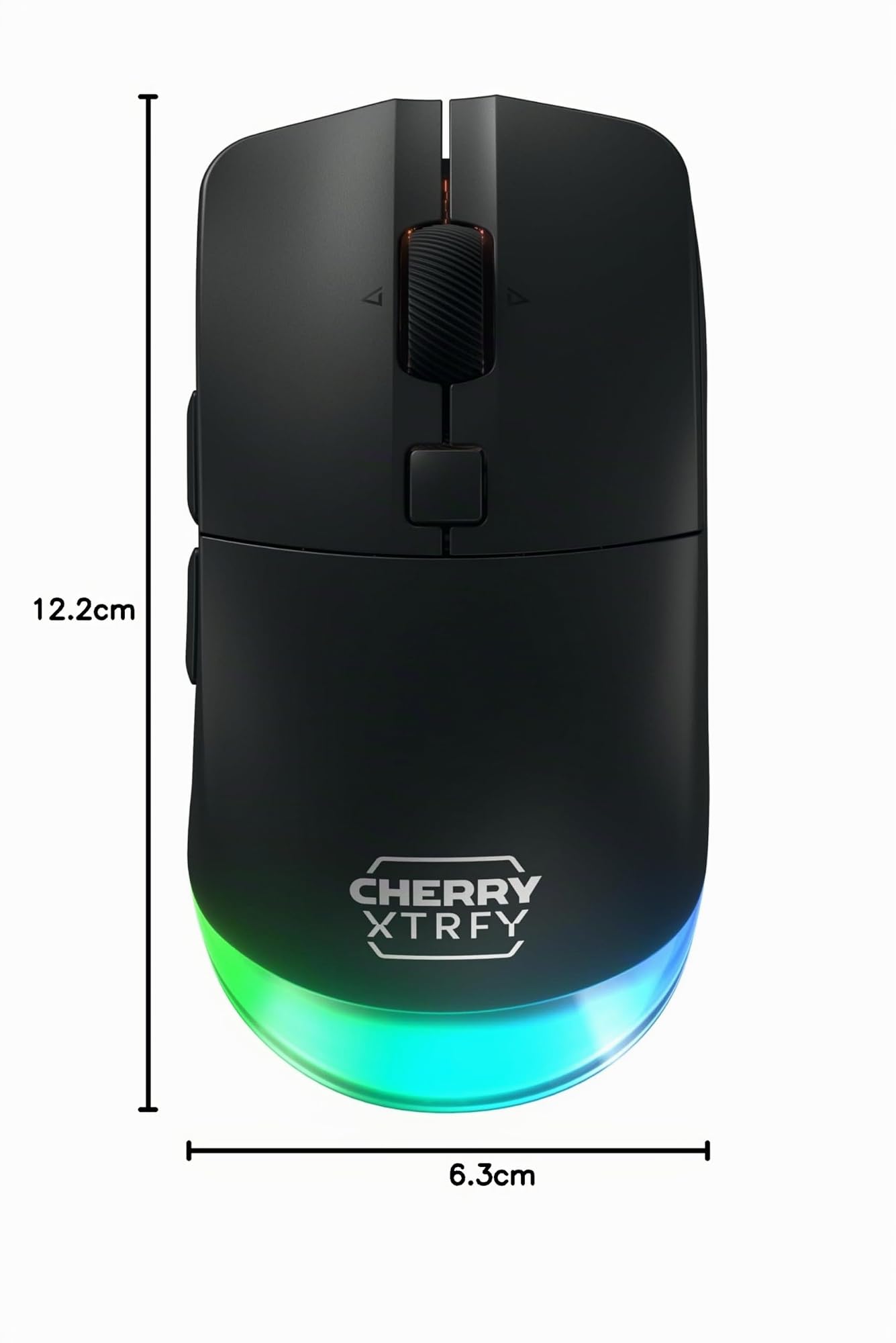 CHERRY XTRFY M50 Wireless, Ratón Inalámbrico para Juegos, Conexión por 2,4 GHz, Bluetooth y Cable, Forma Ergonómica, Iluminación RGB, Recargable, Negro