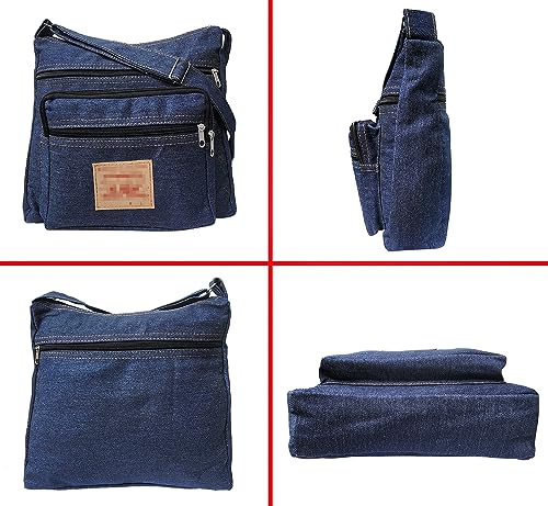 Dark Blue Denim Jeans Canvas Zipper Crossbody Messenger Shoulder Bag Sac Pouch Purse Handbag for Unisex4
