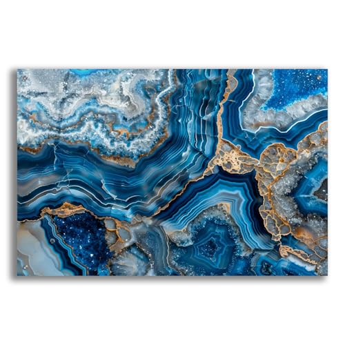 Epic Art 'Blue Crystals With Gold' by Svetlana Aleynikova Acrylic Glass Wall Art, 36" x 24"