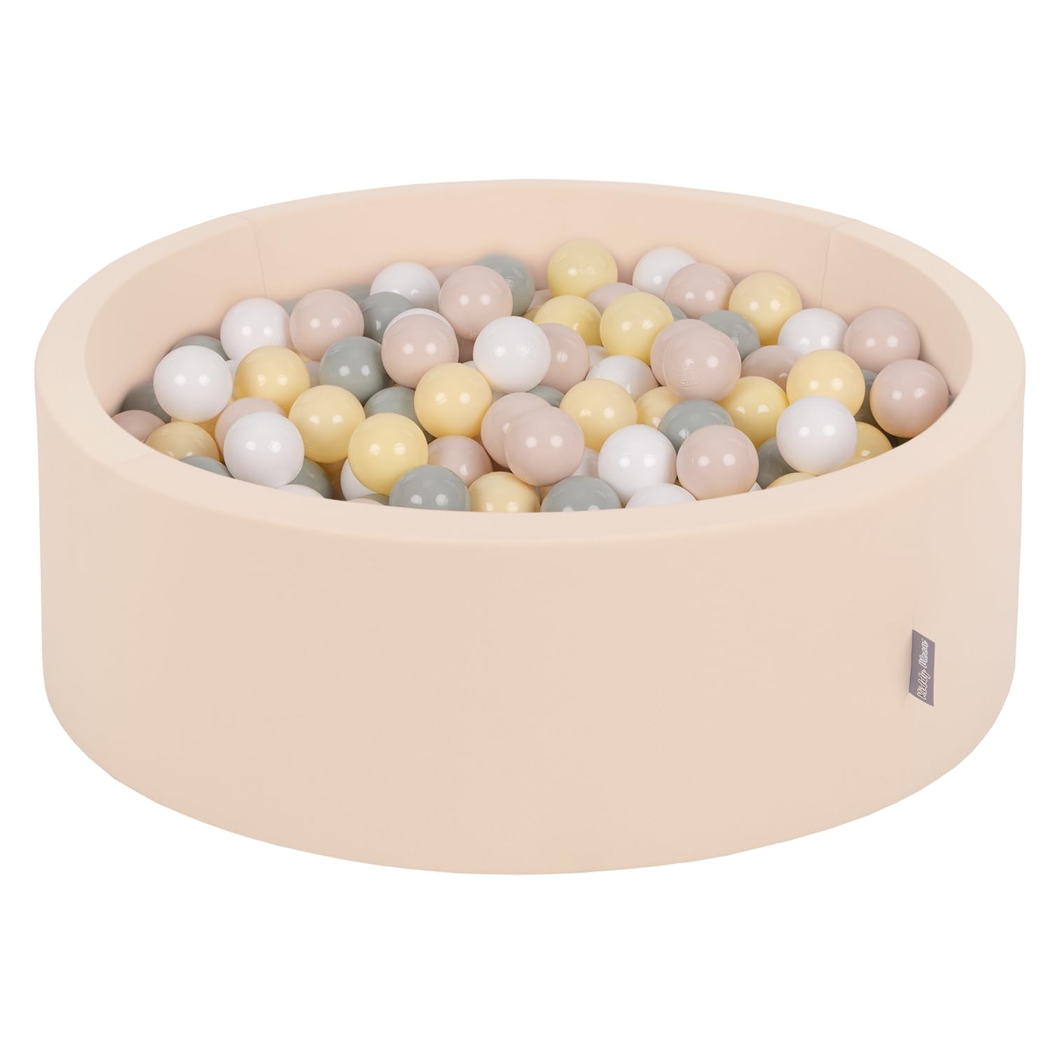 KiddyMoon Soft Ball Pit Round 90X30cm/200 Balls ∅ 7Cm/2.75In For Kids, Foam Ball Pool Baby Playballs, Beige: Pastel Beige/Green-Grey/Pastel Yellow/White