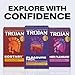 Trojan Pleasure Pack, Assorted Latex Lubricated Condoms for Men, Her Pleasure, Bareskin Studded, Ecstasy & Charged Varieties, 36 Count
