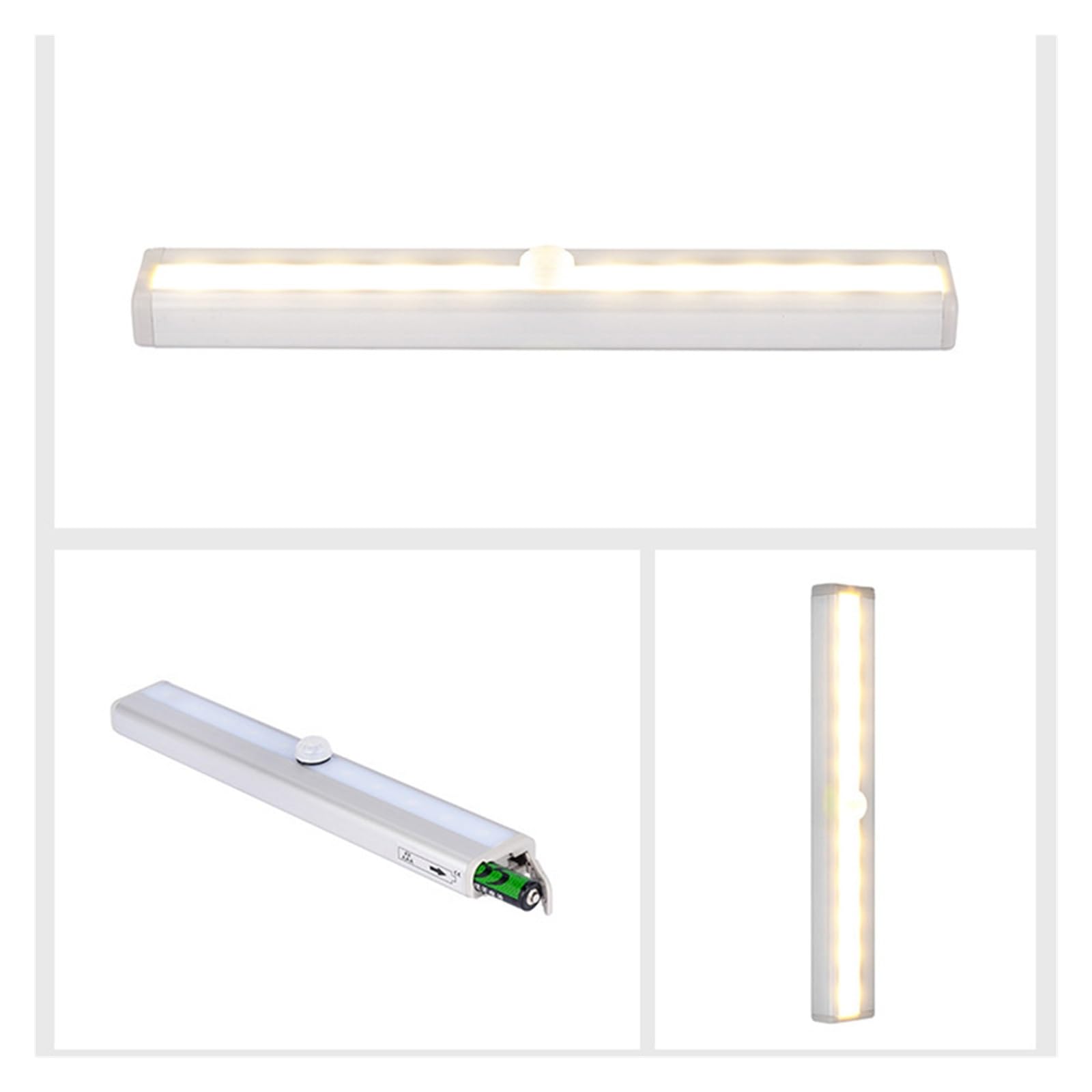3PCS LED Licht Aluminium Abdeckung Motion Sensor Nachtlicht Bar Küche Schrank Lichter Batterie Betrieben Beleuchtung For Treppen Bewegungsmelder(White)