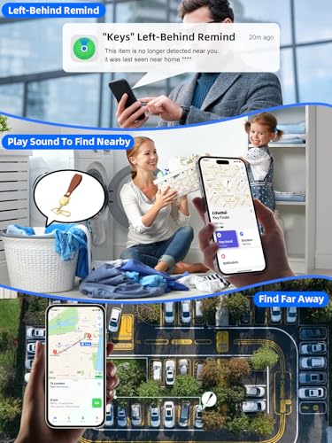 Image of Keychain, Works with Apple Find My, Leather Car Keychain Key Holder Key Chain with Anti-Lost Keys Finder Tracker