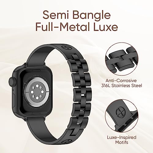 Image of Missair Compatible with Apple Watch Band 38mm 40mm 41mm 42mm 44mm 45mm 46mm 49mm, Stainless Steel Metal Strap Women Dressy Bracelet Wristband for iWatch Series 11 10 9 8 7 6 5 4 3 2 1 SE Ultra