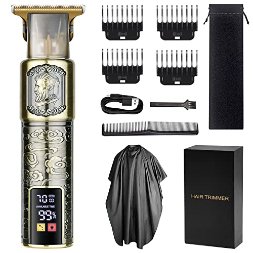 Maquina Cortar Pelo Profesional, 4-in-1 Cortapelos Hombre Inalámbrico, Recortadora de Barba Eléctrica, Recortadora Corporal Hombre, Pantalla Digital LCD, USB Carga Rápida, Regalo Para Hombres