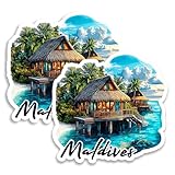 Maldives Magnet 4 Inch 2-Pack Country Asia – Strong Vinyl Decorative Travel Magnets for Fridge Locker Kitchen Office – Cute Fun Aesthetic Cool Durable & Long-Lasting Souvenir ID44999