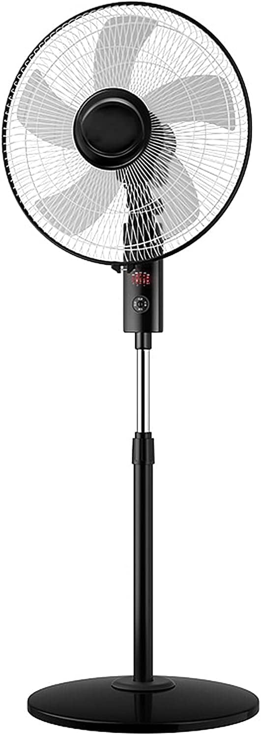 Pedestal Fan, 16-Inch Adjustable Height Fan, 3-Speed Digital Control, Oscillating Pedestal Fan w/Timer, 5 Blades, Remote Control,Copper-button control, Copper-remote control