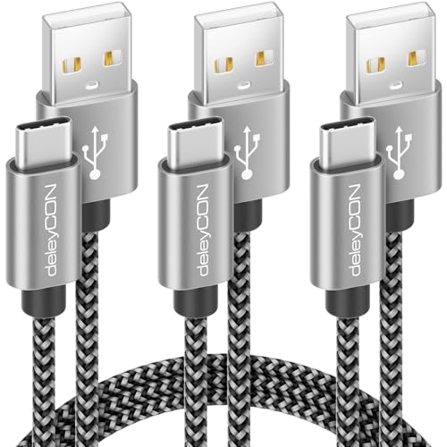 deleyCON USB-C Kabel SET (3 Stück - 0,5m 1m 2m) Nylon Ladekabel Datenkabel USB Typ C Metallstecker Laden & Synchronisieren von Handy & Smartphone deleyCON USB-C Kabel SET (3 Stück - 0,5m 1m 2m) Nylon Ladekabel Datenkabel USB Typ C Metallstecker Laden & Synchronisieren von Handy & Smartphone