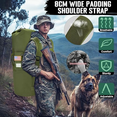 Sea Bag, 110L Extra Large Military Duffle Bag with Name Tag Pocket Backpack Straps, Heavy Duty Army Duffle Bag for Camp or Laundry Bag2