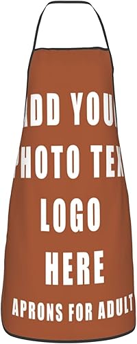 Miniatura 2 de Delantales personalizados para mujeres y hombres, delantal unisex personalizado con su logotipo de texto y imagen