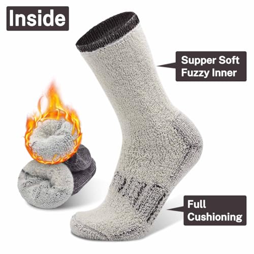 Image of Busy Socks 3 Pack Crew Merino Wool Hiking Socks for Men Women Winter Thick Warm Thermal Cushioned Moisture Wicking Boot Sock