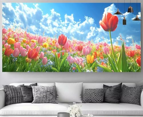 Canevas broderie diamant XXL fleurs M-Y351 : grand kit artisanat d'art 5D cristal pour adultes