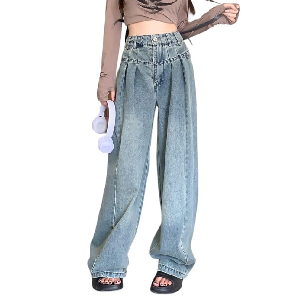 Amazon.co.jp: Wide pants denim denim pants S light indigo