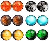 LilMents 6 Pairs of Solar System Planet World Universe Unisex Mens Womens Stainless Steel Stud Earrings (Design Set B)