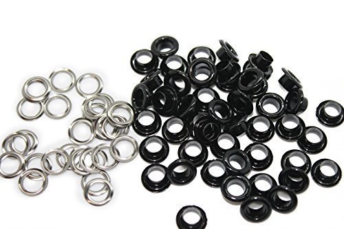Trimming Shop 4mm Brass Eyelets with Washers, Durable Rust - Proof Grommets for DIY Projects, Arts & Crafts, Leather Crafts, Shoes, Clothing, Decoration, Shiny Black, 100pcs