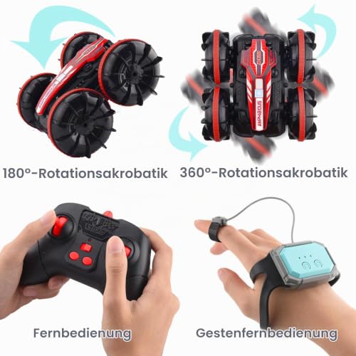 SIVQIKE Ferngesteuertes Auto mit Spinnen-Design, LED Licht, Handgestensteuerung, 360° Stunts, wasserdichtes Amphibienfahrzeug für Pool… – Ansicht 3