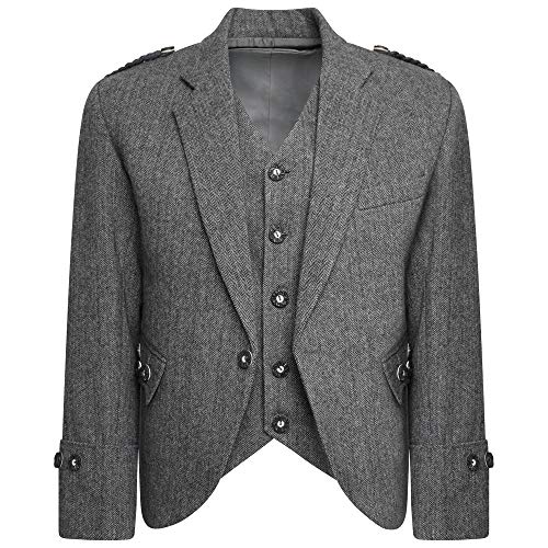 Veste de kilt écossaise en tweed marron avec gilet de mariage Crail