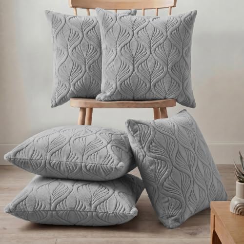 Image of Yellow Weaves Jacquard Cushion Covers | Sofa Cushion Covers | Throw Pillow Cover for Sofa, Couch, Living Room| Removable & Washable | 16x16 Inches, Set of 2 (Grey)
