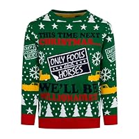 Only Fools and Horses Mens Christmas Jumper – Funny Novelty Xmas Sweater – Festive Knitted Pullover – 100% Acrylic – Sizes S-XXL (UK, Alpha, XXL, Regular, Regular) Green