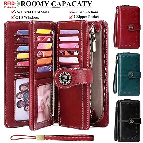 Women Leather Wallet Crossbody Shoulder Bag with Double Zipper and Mobile Phone Purse with Shoulder Strap2