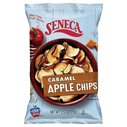 Seneca Caramel Apple Chips | Made from Fresh Apples | 100% Red Delicious Apples | Yakima Valley Orchards | Crisped Apple Perfection | Foil-Lined Freshness Bag | 2.5 ounce (Pack of 12)