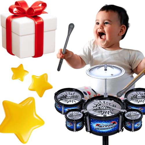 Mini bateria infantil musical Jazz Drum brinquedo Instrumento musical tambores + baquetas + prato educativo...