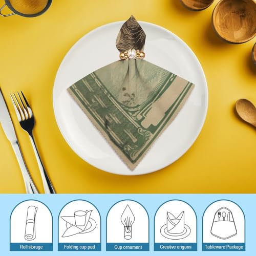 Servilletas de tela con diseño retro de conejo, set 2 miniatura 7