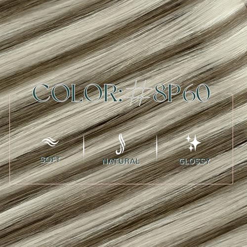 Image of Easyouth 80g Butterfly Weft Hair Extensions Brown, Hole Weft Extensions Human Hair, Highlight Light Brown and Platinum Blonde, 16Inch, Easy to Apply, for Beginners, Butterfly Wefts Remy Hair Extension