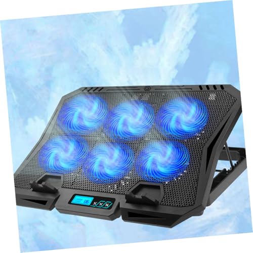 Base para portátil con ventilador ajustable y luz LED azul miniatura 4