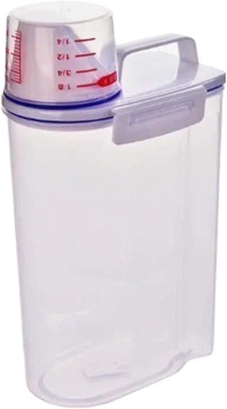 2/3Pcs 2KG Transparent Rice Bucket With Measuring Cup Cereal Storage Tank Kitchen(2pcs)