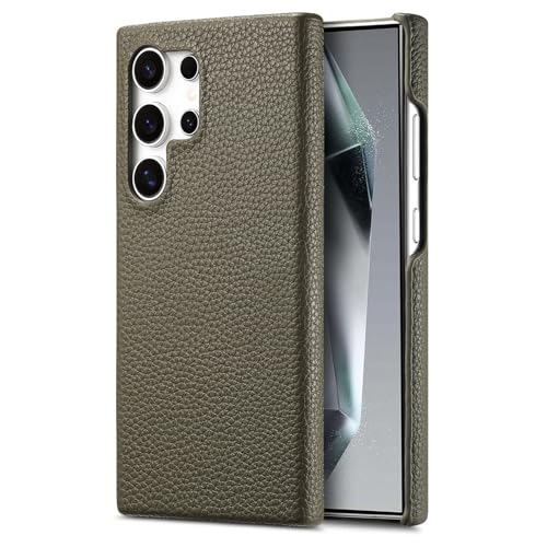 Étui en cuir Samsung S26 Plus anti-chute fin et léger vert