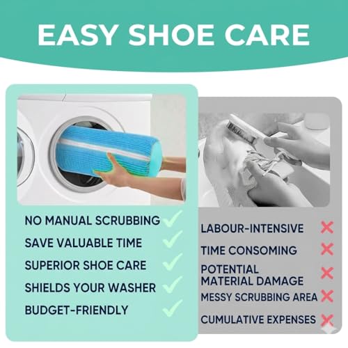 Image of QONETIC Shoe Washing Machine Bag | Reusable Laundry Shoe Bag for Washer & Dryer | Durable Zipper Mesh Bag for Sneakers & Delicates | 360 Deep Cleaning Organizer (Blue)