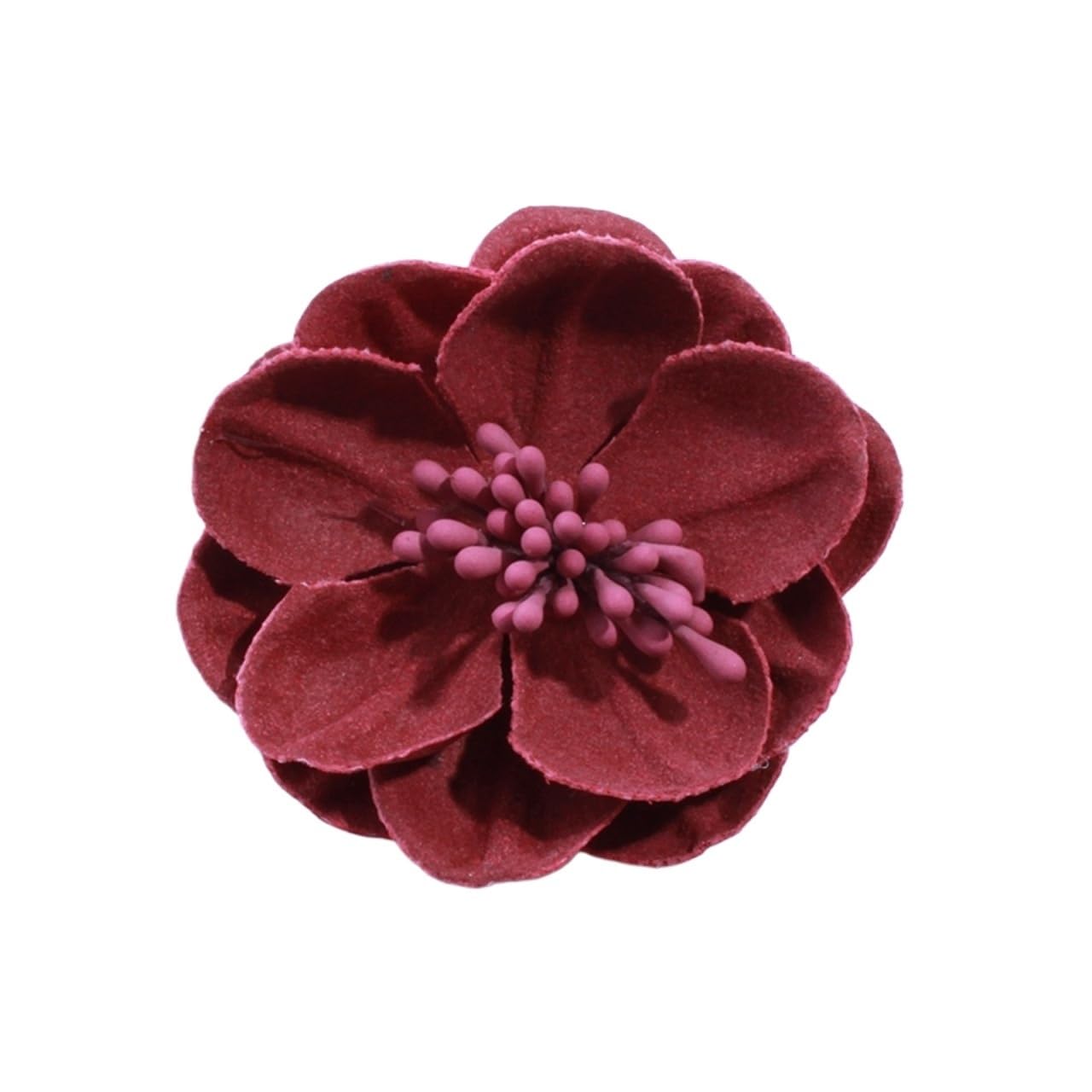 SUODEBYY Fabric Flowers 10PCS 5CM Artificial Felt Fabric Flowers With Stamen For Wedding Invitation Chic Fake Flower For Home Dress Decoration(Red)