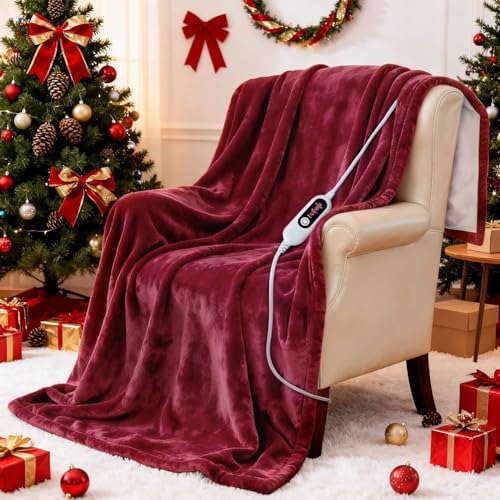 Heated Blanket Electric Throw, 50" x 60" Heating Blanket with 5 L...
