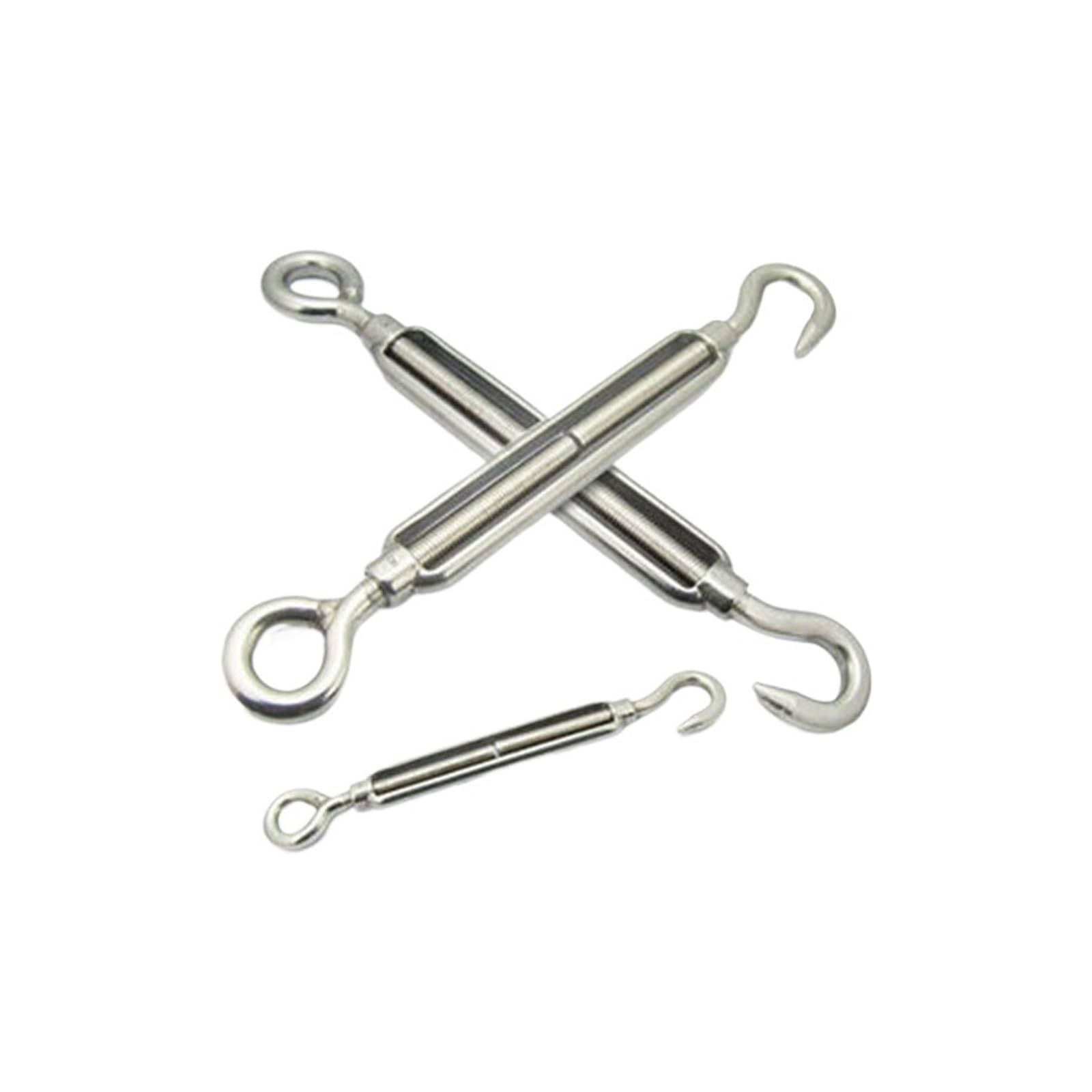 YDHSIKK Turnbuckle Wire Tensioner, 304 Stainless Steel Turnbuckle Open And Closed Body Marine Boat Hook Eye M4-M20 1 Piece(Open Body,M10)