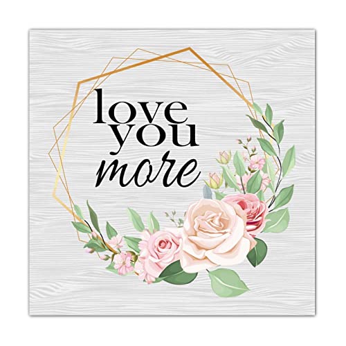 Plaque murale en bois Love You More déco rétro 40cm