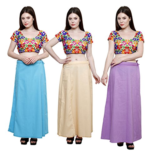 Image of Pistaa combo of 3 Women's Cotton Best Indian Readymade Inskirt Saree petticoats