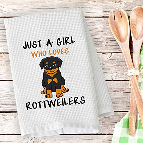 PLITI Rottweiler Kitchen Towel For Dog Mom Dog Lover Gift Just A Girl Who Loves Rottweilers Dish Towel Rottweiler Dog Decor(Girl Love rottweilers TWU) - Image 3