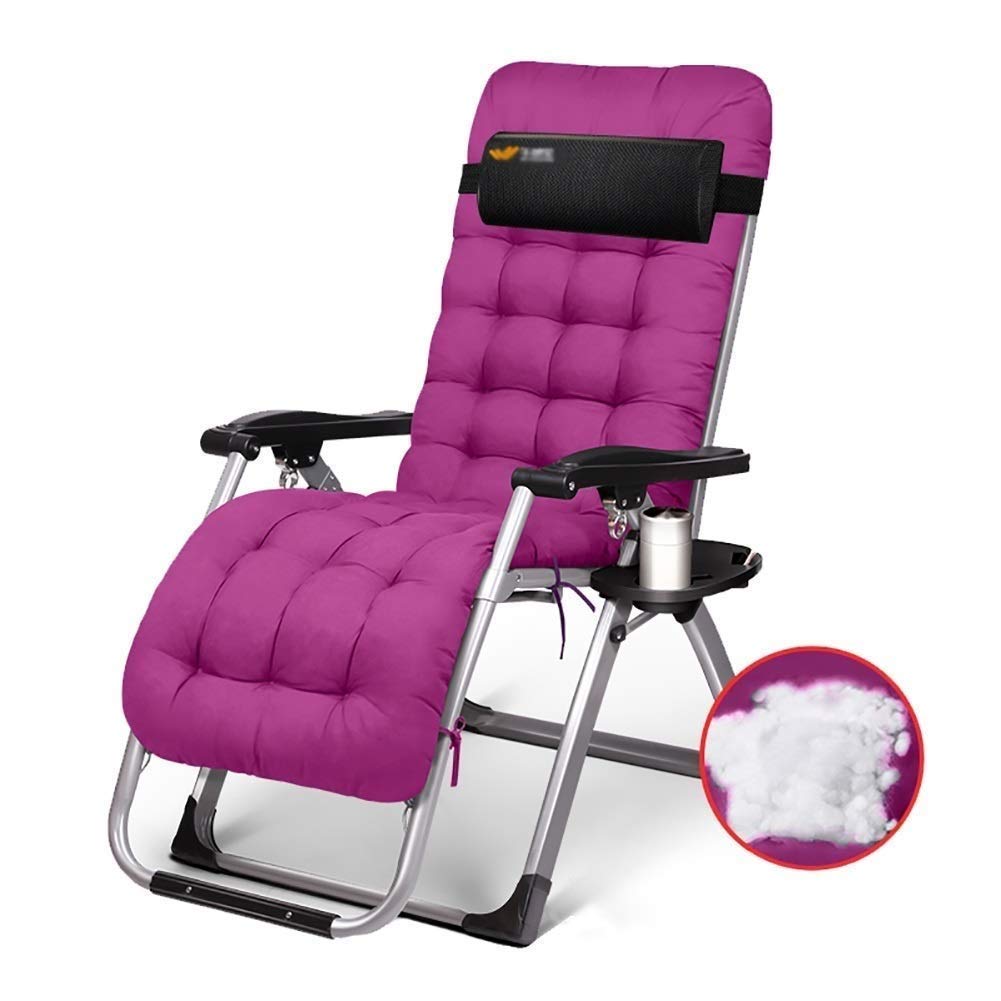 Chaise longue de jardin pliable avec grand coussin rouge extérieur