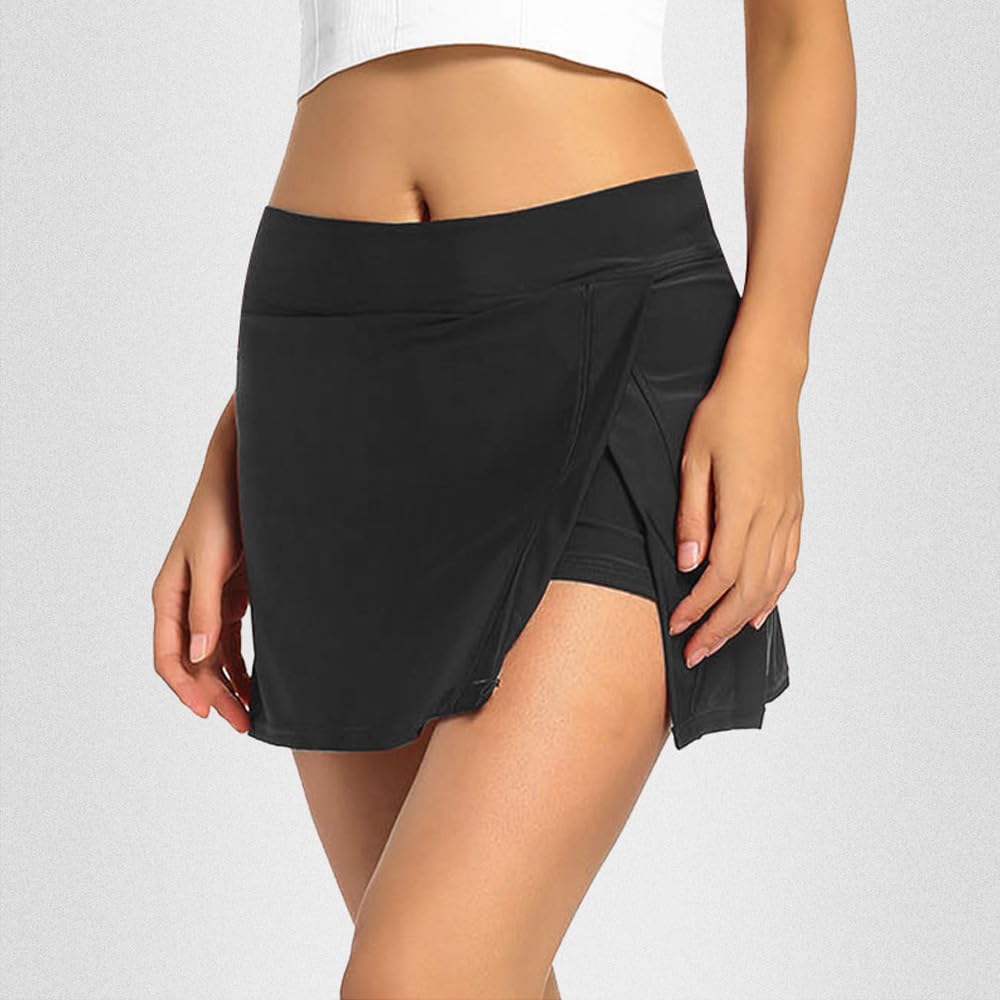 Jupe de Bain Femme Taille Haute Jupette Élégante avec Short Intégré Bas de Maillot de Bain pour Plage Piscine Été ou Sport
