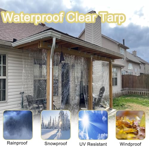 Lona impermeable transparente exterior con ojales resistente al viento 4