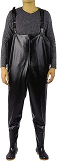 Fishing chest waders Unisex, PVC Chest Waders with Non-Slip Boots, Waterproof Fishing Hunting Chest Waders, Fishing Pants, Built-in Pockets, Suitable for Hunting, Fishing, Fire Fighting,Black,40EU