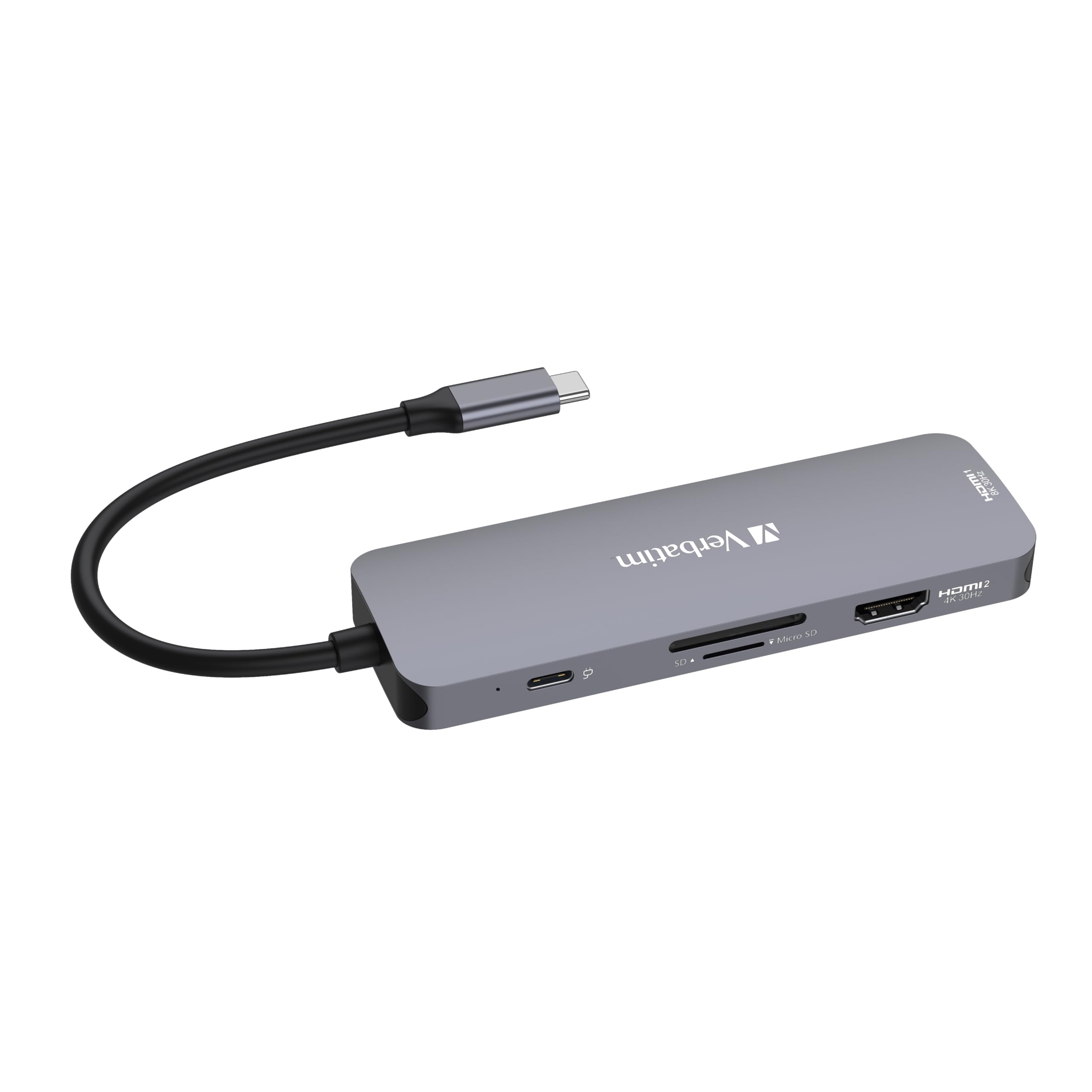 Verbatim 4-w-1 USB-C Pro Multiport adapter HDMI 4K USB-C PD SD microSD