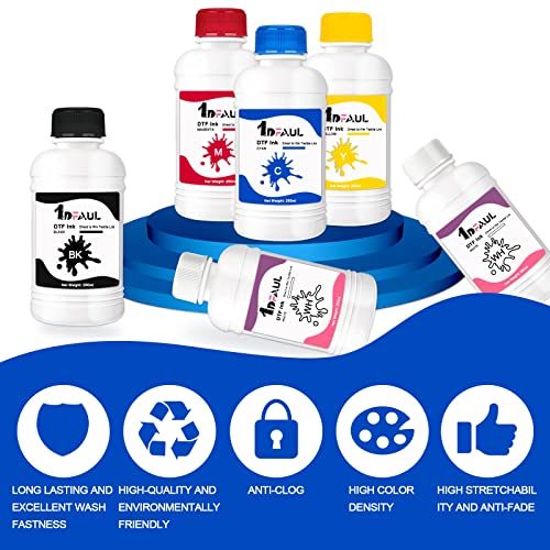 1Dfaul Dtf Transfer Ink, Dtf Ink Refill For Inkjet Printers Heat Transfer Film Printing, Kcmy & White 6Pcs Sets (250Ml) #TOP2